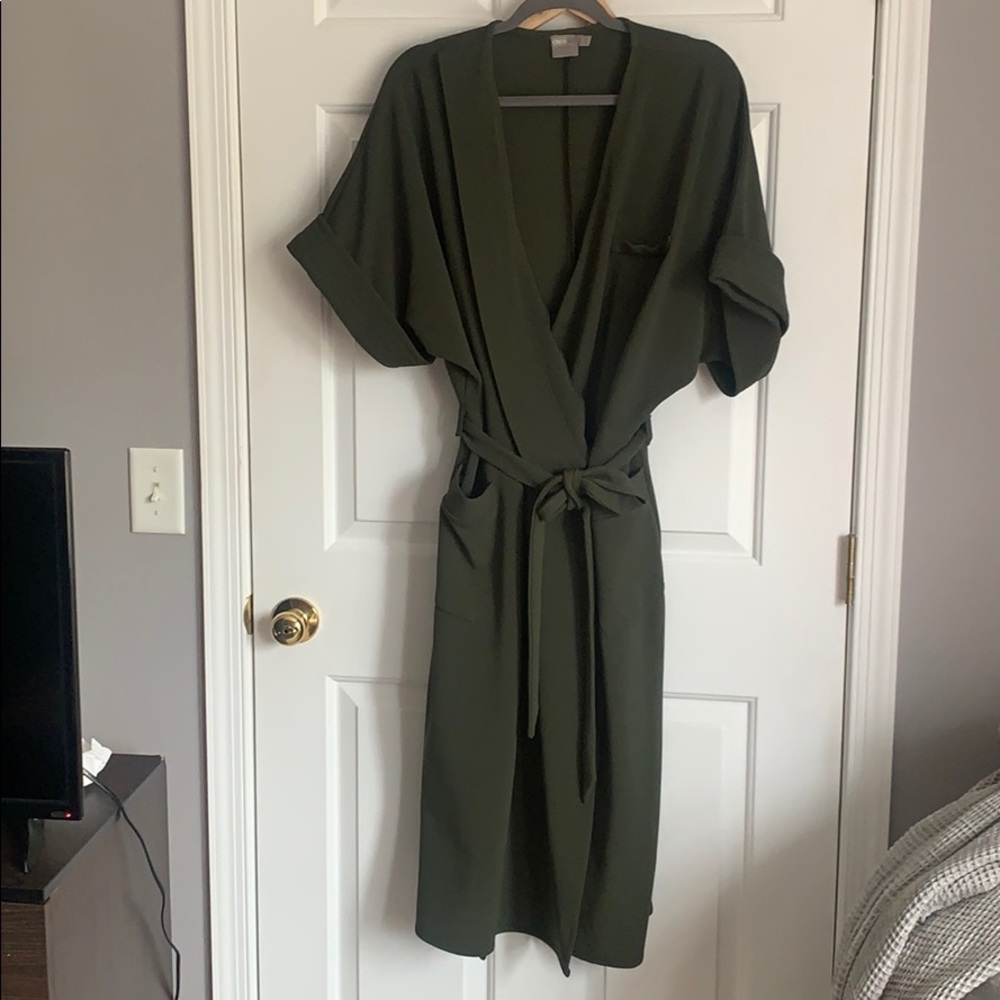 ASOS army green wrap dress